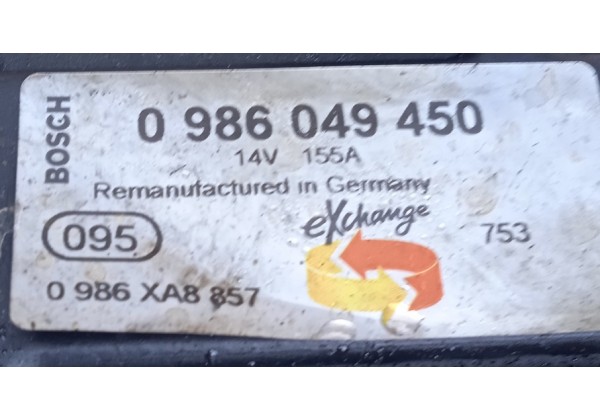 Генератор з водяним охолодженням Renault Espace 4, Megane 2, Scenic 2, Trafic 2, Master 2, 1.9DCi, 2.0DCi, 2.2DCi, 14V, 155A, 0986049450, 7711134926, 8200290220, 8200495269, 8200667617, 8200138269
